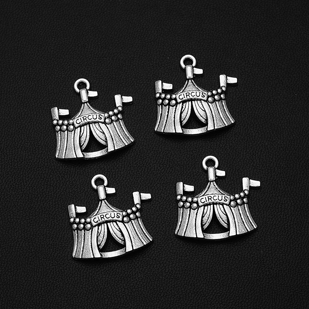 10pcs/lot--22x22mm Vintage Circus Tent Charms Pendants For Diy Keychain Jewelry Making Supplies Accessories Handmade Crafts