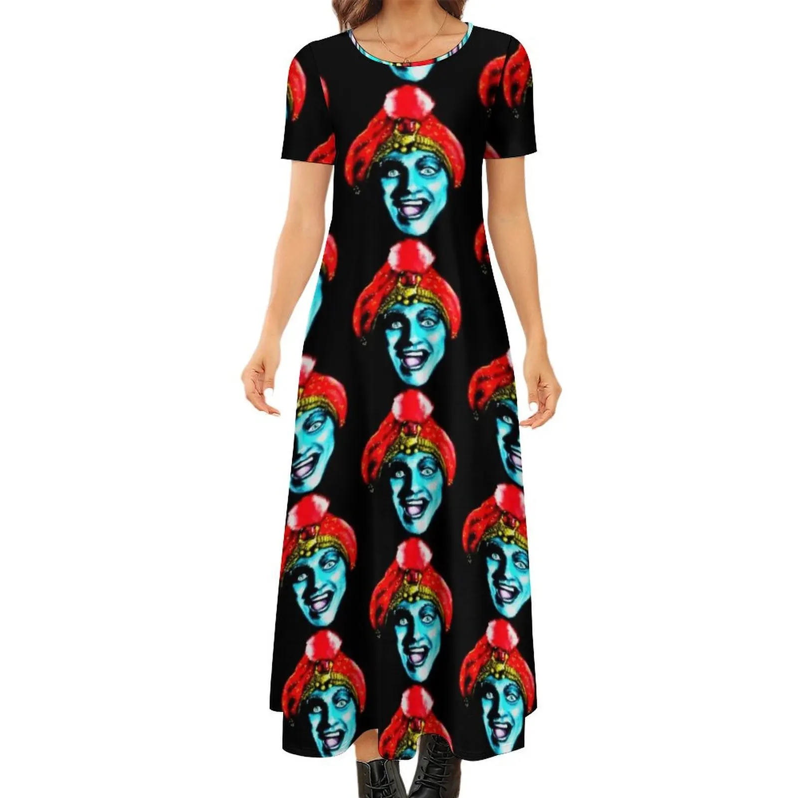 

All hail Jambi Round Neck Short Sleeve Dress clothes for woman evening dress