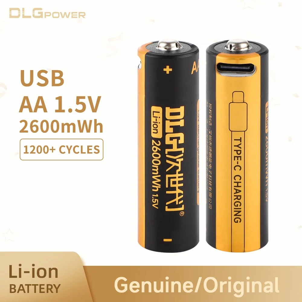 DLGPOWER 4/8/10PC AA 2600mWh Lithium Battery USB 1.5V 2A Li-Ion Rechargeable Battery for Massager Smoke Detector Metal Intercom