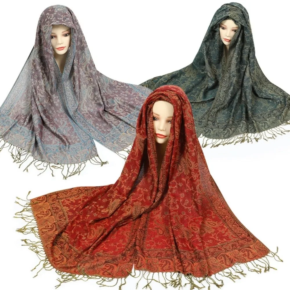 

Fashion Tassels Paisley Shawl Ethnic Style Sun Protection Sunscreen Shawl Printed Long Cashmere Scarf Travel