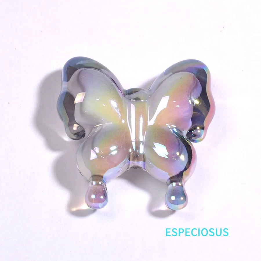 Transparent Multi Color Butterfly Bead Beads UV Plated Insect Charms Necklace Pendant Department DIY Fashion Jewelry Accessories