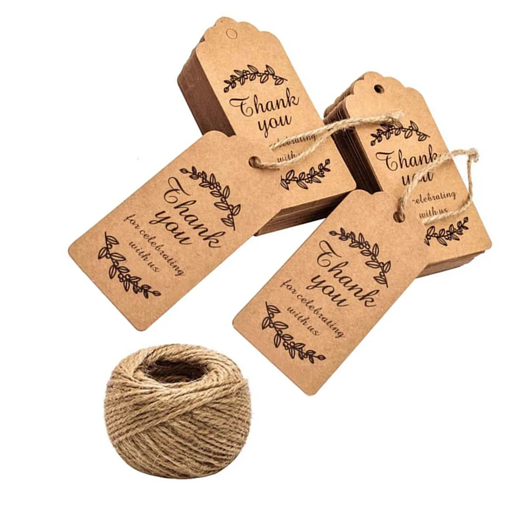 100 Pcs Labels The Gift Wavy Kraft Paper Present Tag Wedding Wave Hanging Thank You