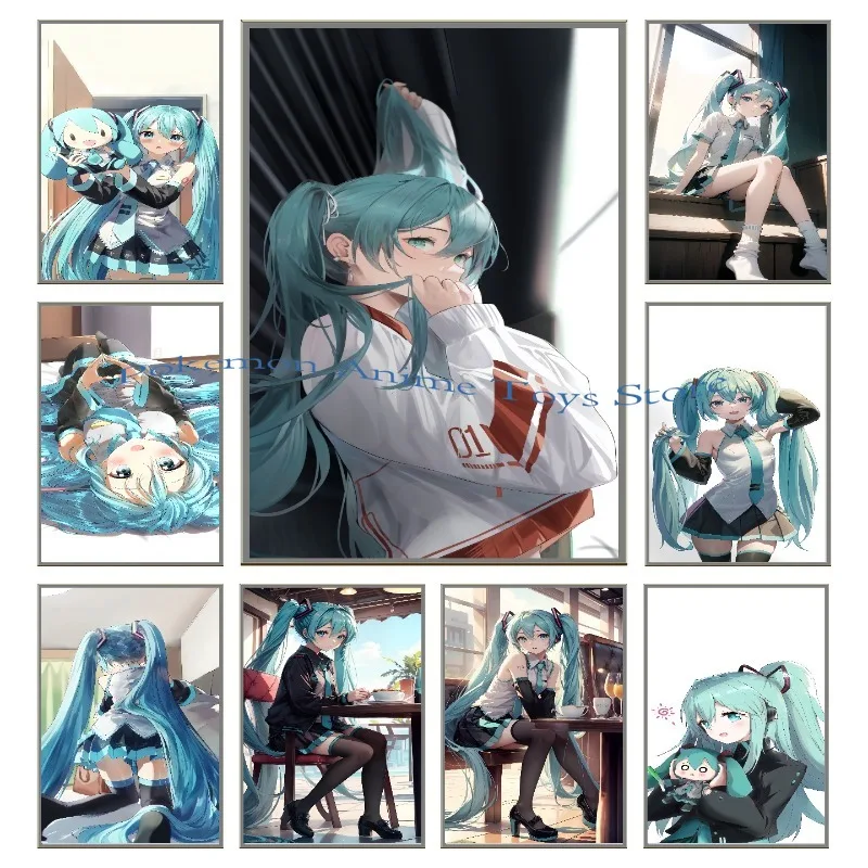 Virtual Idol H-Hatsunes M-MikU Poster Modern Art Mural Indoor Wall Sticker Bedroom Bedside Display Decorative Painting