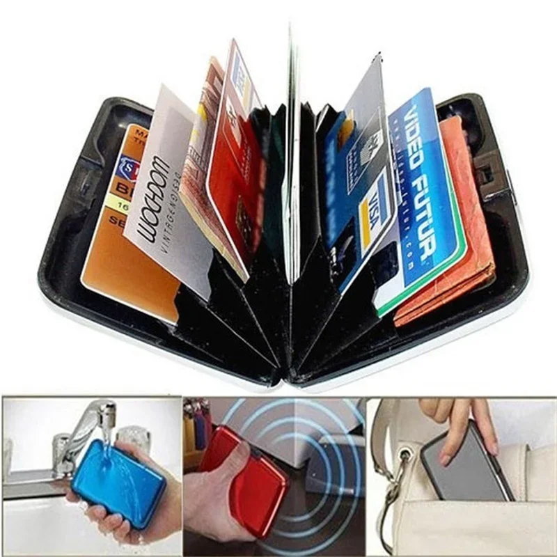 Glossy Multicolored Pocket Waterproof Wallet Business ID Credit Card Purse Cash Holder Aluminium Alloy(Outer) + Plastic( Inner)