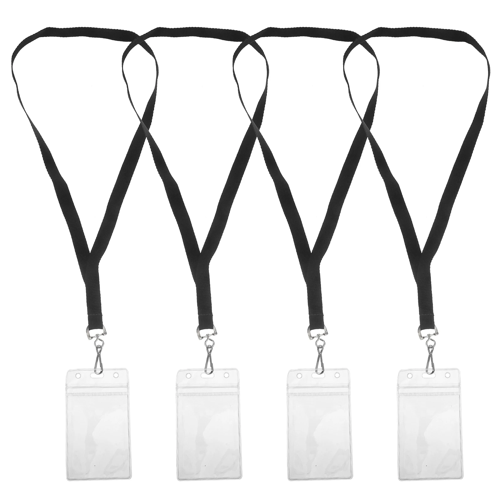 

4pcs Document Waterproof Clip Badge Holder Lanyards Id Badge Holder Universal ID Card Straps Clear Protective Cover