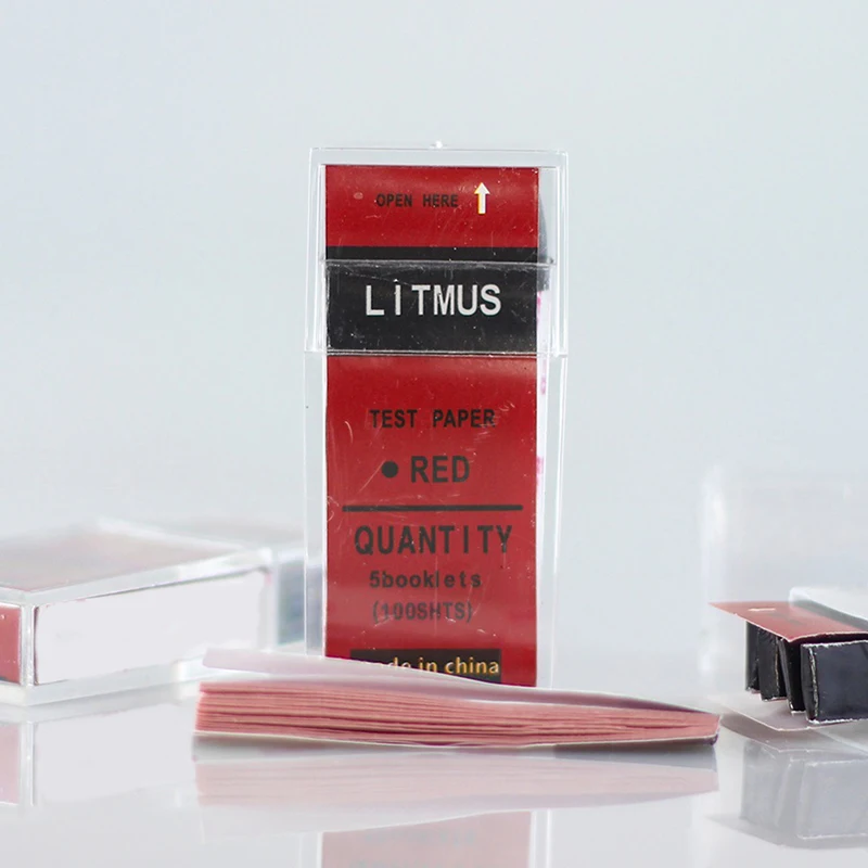 100 스트립/상자 PH 테스트 스트립 빨간색/파란색 리트머스 종이 물 토양 실험실 산성 알칼리 테스트 용지 산성 알칼리 감지