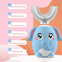 Smart U Shaped Toothbrush Electric for Kids Children Cartoon 360 Degrees Automatic Sonic Toothbrush Rechargeable Blue Light IPX7