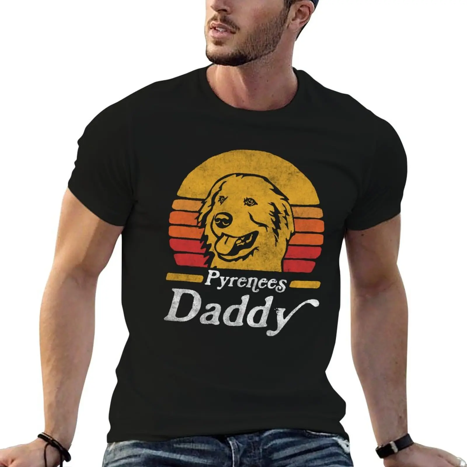 

Retro Vintage Great Pyrenees Daddy T-Shirt t shirts for man graphic funny t shirt for man 100 percent cotton T-Shirt