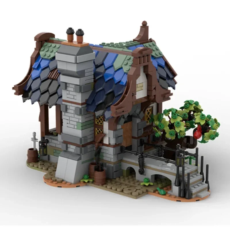 MOC-Blocos de Construção Medieval para Crianças, Tijolos De Montagem DIY, Brinquedos Educativos, Arquitetura Medieval, Presentes De Férias