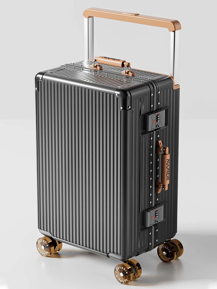 

New Wide Handle Suitcase on Wheels Travel Suitcases 20-inch Aluminum Frame Carry-on Luggage 26-inch