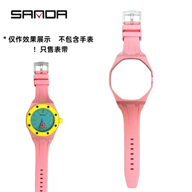 SANDA new octagonal watch watch with fashionable silicone strap removable strap hot-selling model**