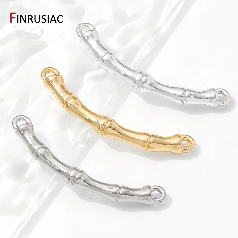 14K Gold Plated Brass Bamboo Shape Connector Charms For Bracelet Making Supplies,DIY Jewelry Accessories view 4