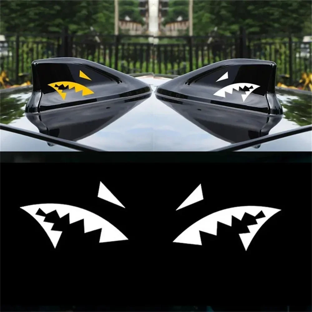 2PCS Shark Fin Antenna Car Sticker Shark Mouth Vinyl Decal Car Body Stickers  Auto Exterior Decoration