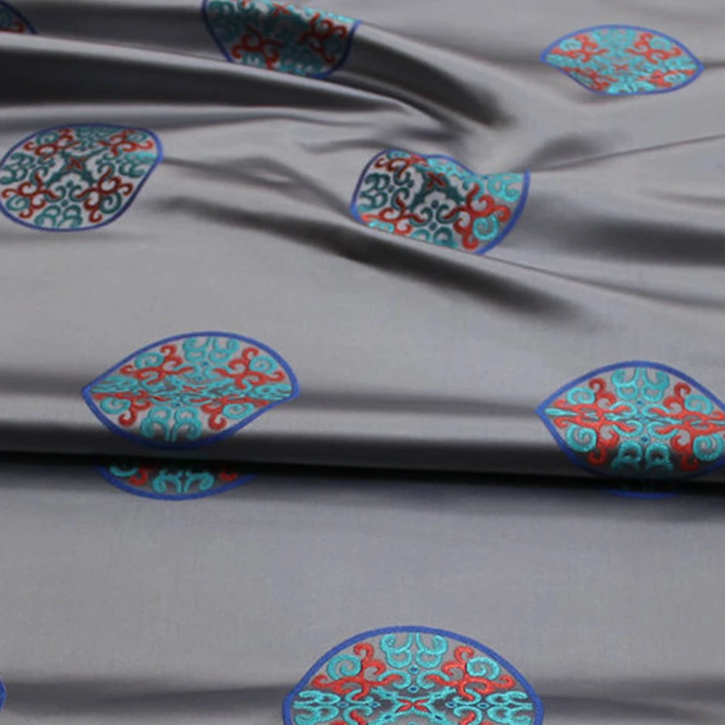 75x50cm Mongolian Robe Fabric DIY Chinese Style Apparel Jacquard Brocade Floral Fabric Handmade Stage Costumes Sewing Cloth