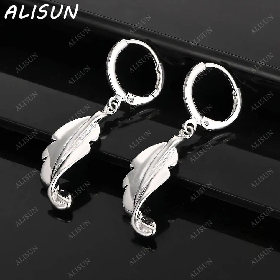 

ALISUN 925 Sterling Silver Design Feather Earrings Drop Earrings For Women Charm Trend Birthday Gifts Fashion Party Fine Jewelry