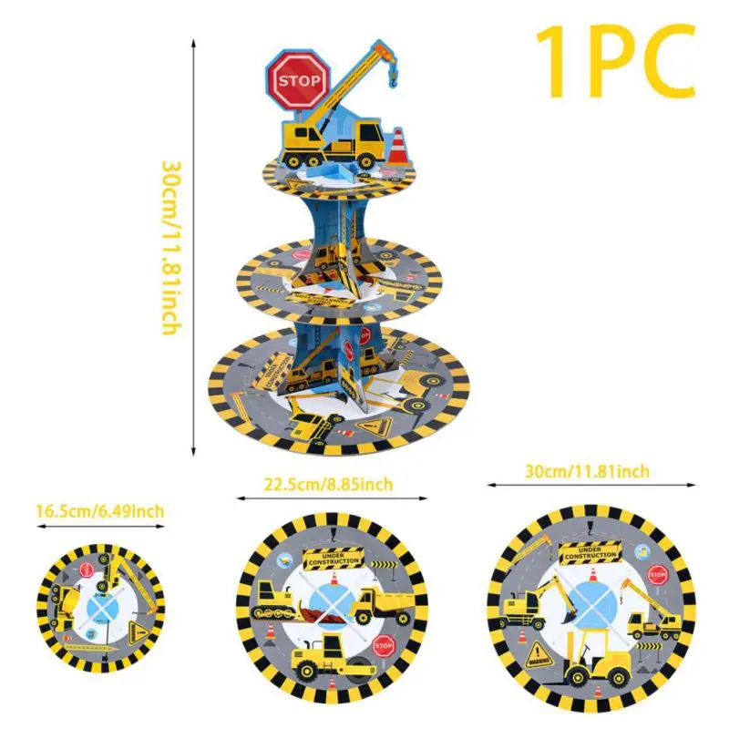 Konstruksi Topper Cupcake Pick Dump Truck Ekskavator Traktor Hiasan Kue Pesta untuk Dekorasi Pesta Baby Shower Ulang Tahun Anak-anak