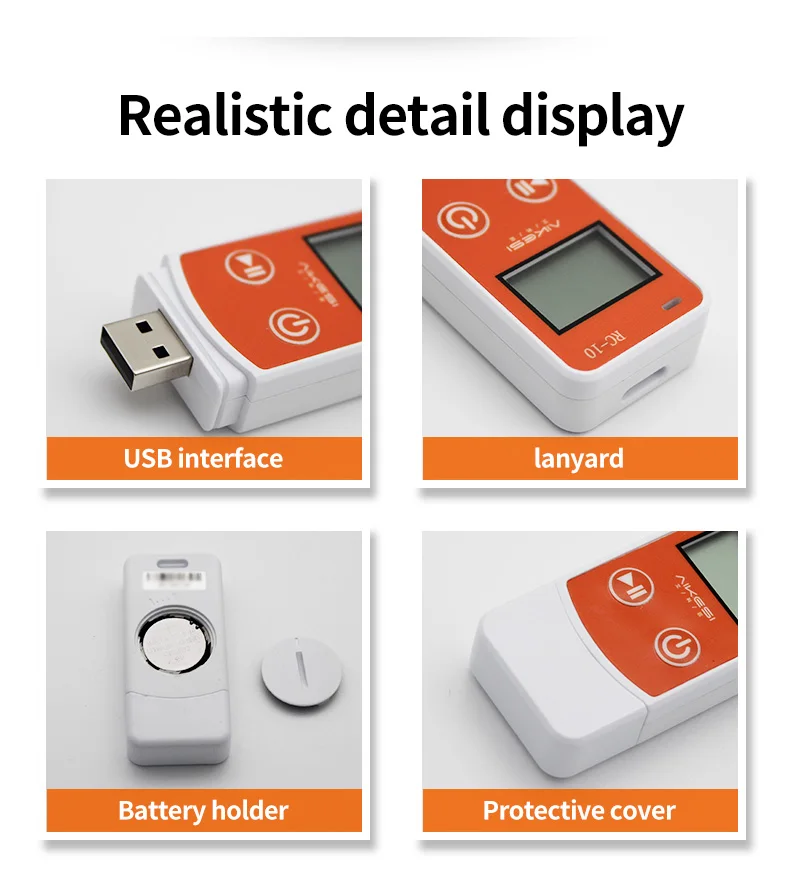 Aikesi RC-10 LCD Data Logger Multi Reusable  USB PDF Report Temperature  Data Logger CE FCC ROHS for Cold Chain