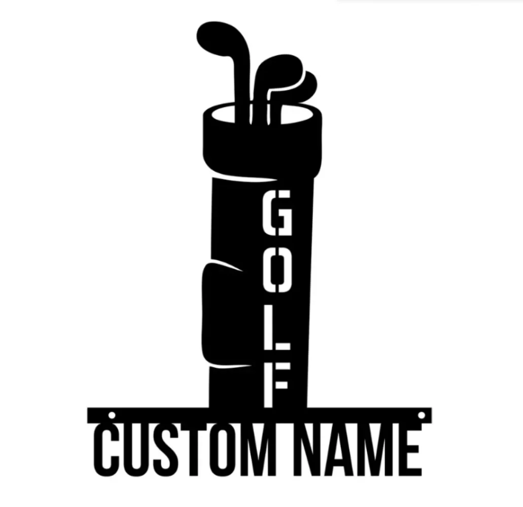 Custom Personalized Golf Bag Metal Wall Art Unique Golf Sign Decor Playing Artwork Father's Day Gift for Animals Lovers