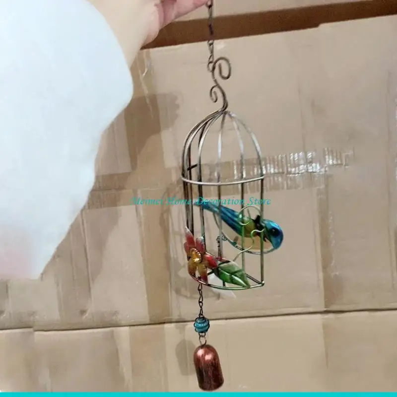

H7BF 2 шт., птичья клетка, металлические колокольчики, садовый орнамент, крыльцо, дверные колокольчики, украшения