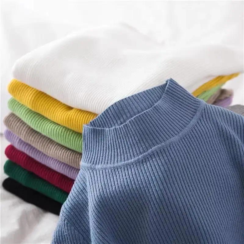 

Women's Autumn Winter Turtleneck Sweater Vintage Basic Solid Knitted Slim Fit Casual Pullover Korean Style Simple Chic Top Jumpe