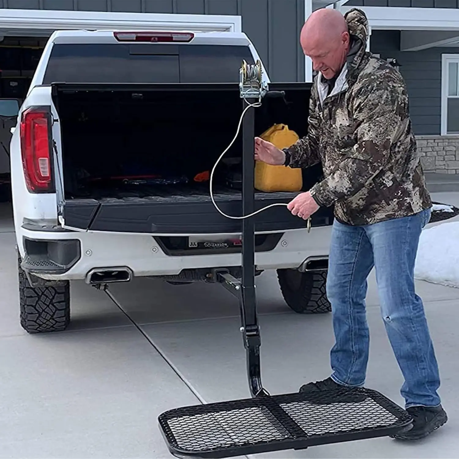 Foldable Portable Hitch-Mounted Lifting System for Heavy Loads Up to 300 lbs