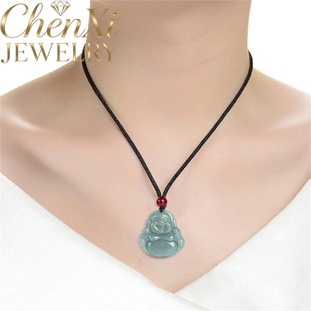

Natural A-Grade Jadeite Blue Water Ice-Quality Guanyin Buddha Statue Pendant Selling Fine Jewelry Festival Gift Amulets Popular