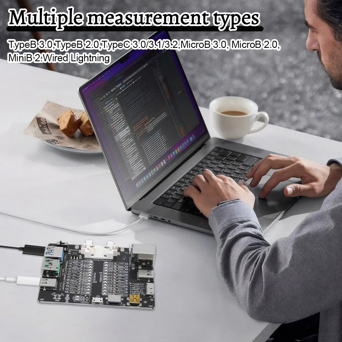 USB Data Line Detection Board Type-C Micro-B Type-B Data Cable Tester Short Circuit On-Off Switching For iOS Android Test Board