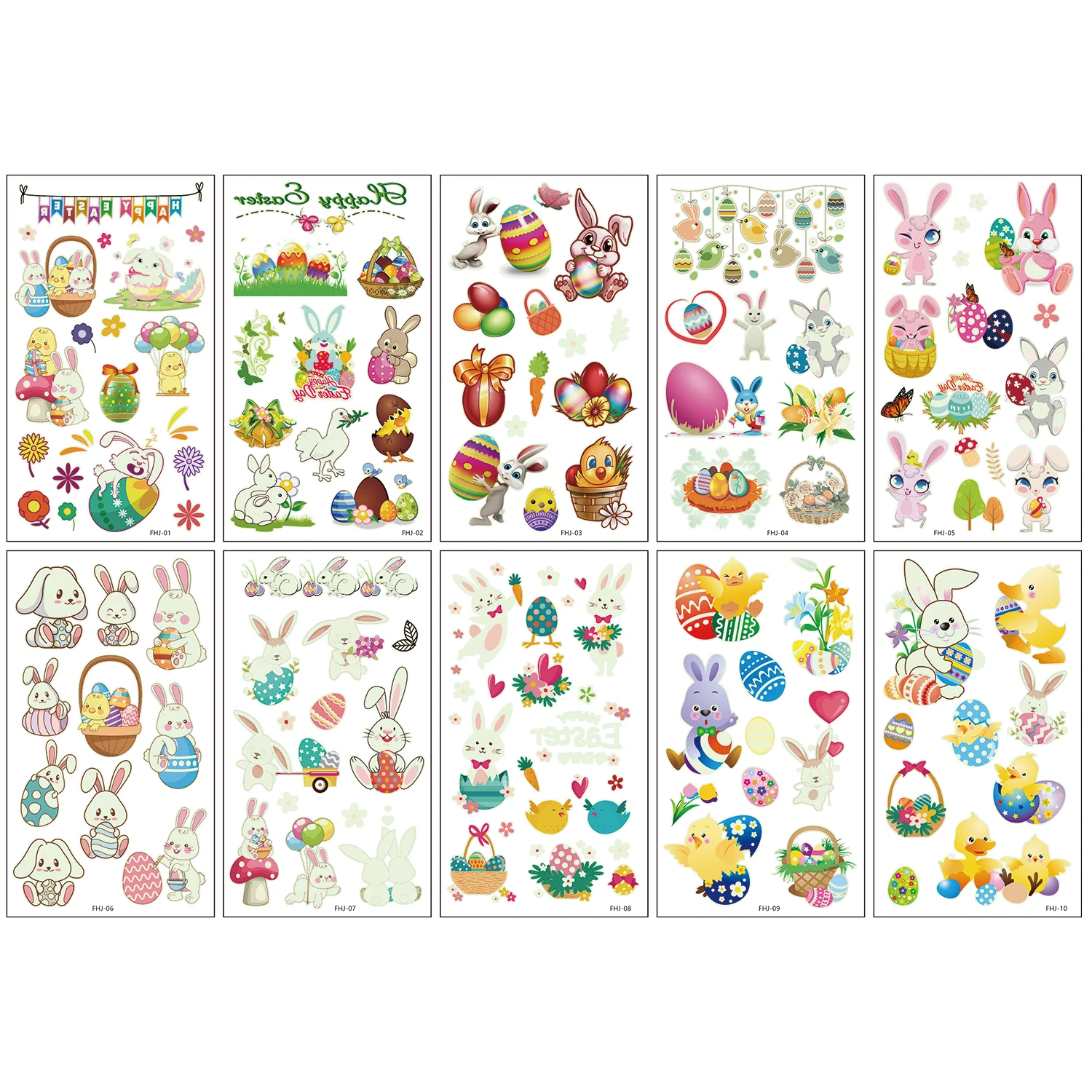 ملصقات وشم مؤقتة مضيئة بنمط رسوم كرتونية لعيد الفصح ، زينة تتوهج في الظلام ، هدية عيد الفصح ، 10 من الأنماط من من من من الخارج #3