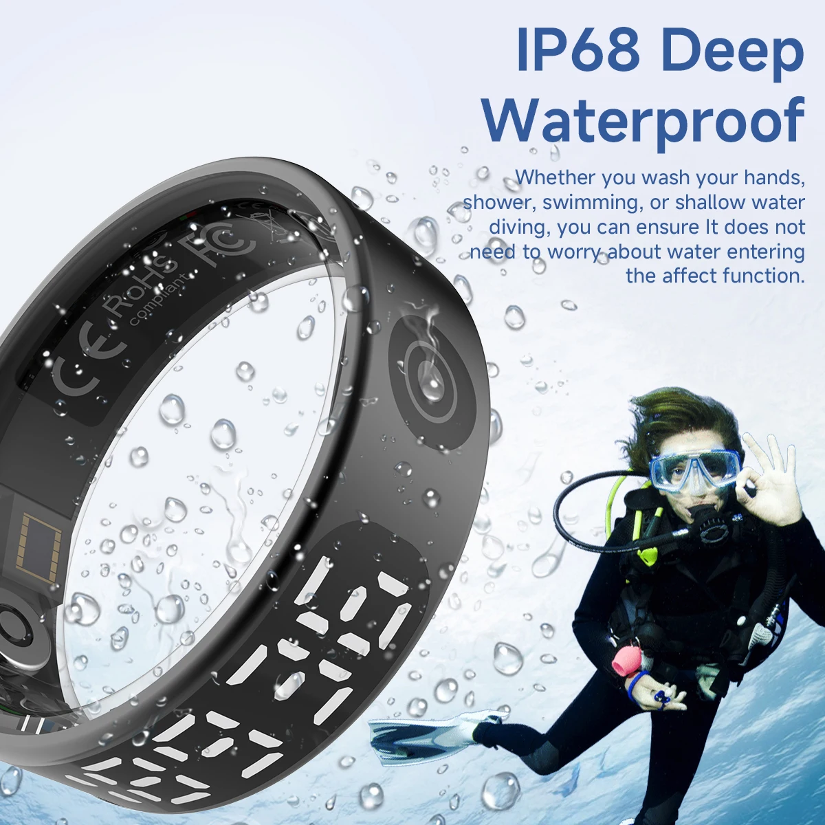 New Smart Ring 2025 5ATM Waterproof Digital Display Gesture Control Blood Oxygen Monitoring Multi Sports Modes Smart Ring