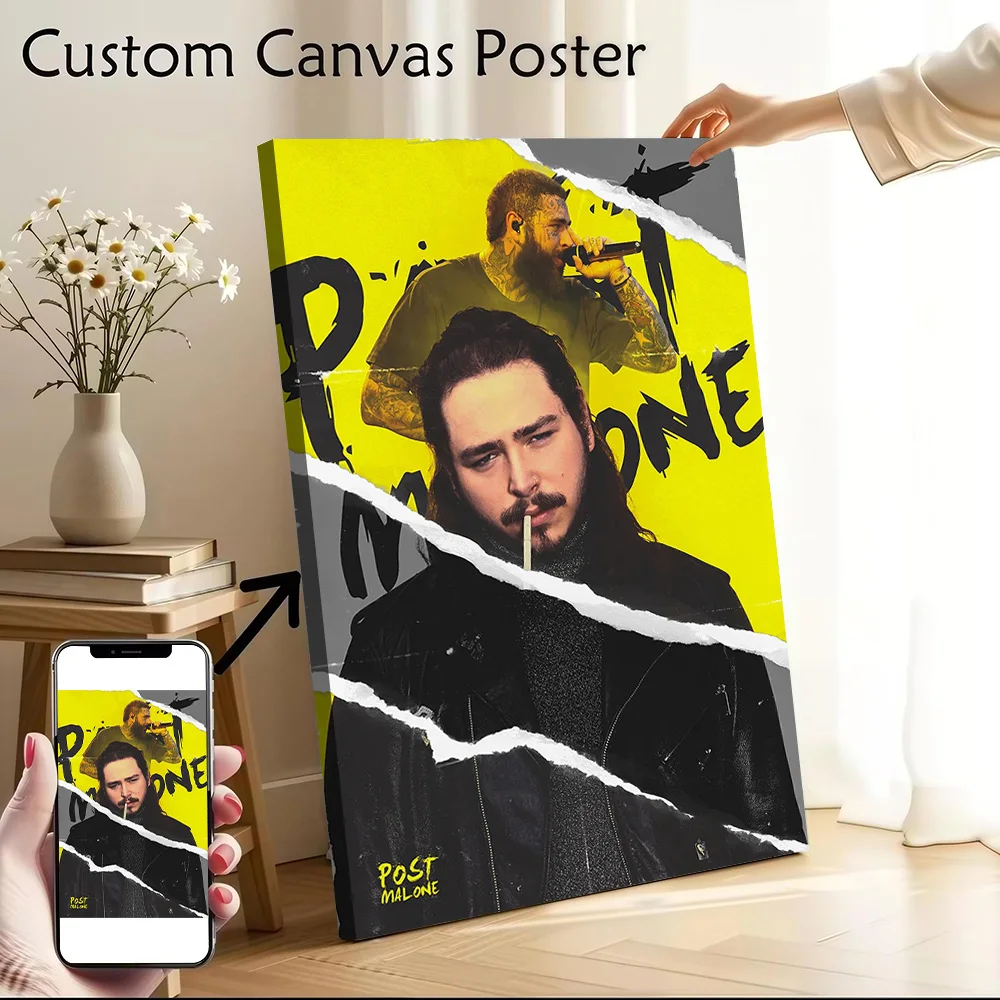 Post Malone Torn Canvas Poster Wall Art Customizable High Quality Printed Picture for Specialty and Themed Home Decor Painting