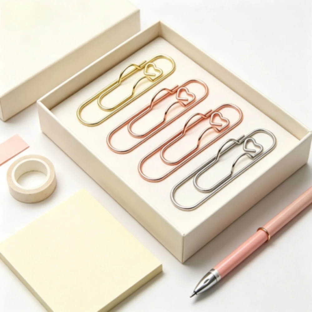 4Pcs Heart Shaped Pen Clips, Multifunctional Paper Clips & Pen Holders, Practical Notebook Fixing Accessories