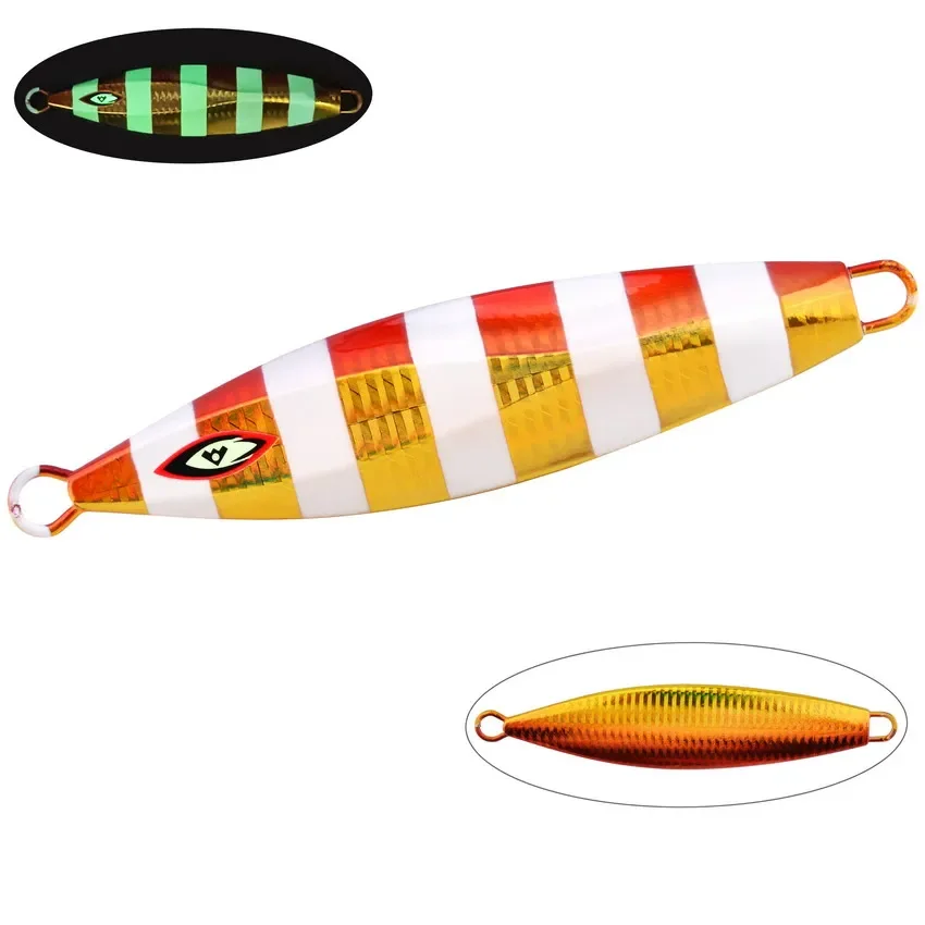 NONE Langsam Jigging Metall Jigs100g 150g 200g 250g 300g Shore Jigging Künstliche Harten Köder Leuchtende Löffel angeln Lockt 4
