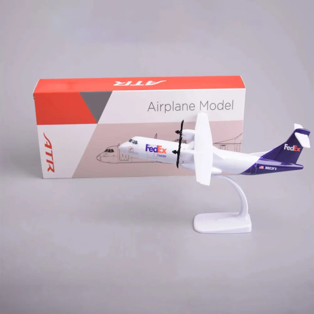 Atr 72 Plane Model 1/100 Scale Aircraft Fedex Express ATR With Rolling Wheels Simulation Airplane Model Collected Gift By Aviati