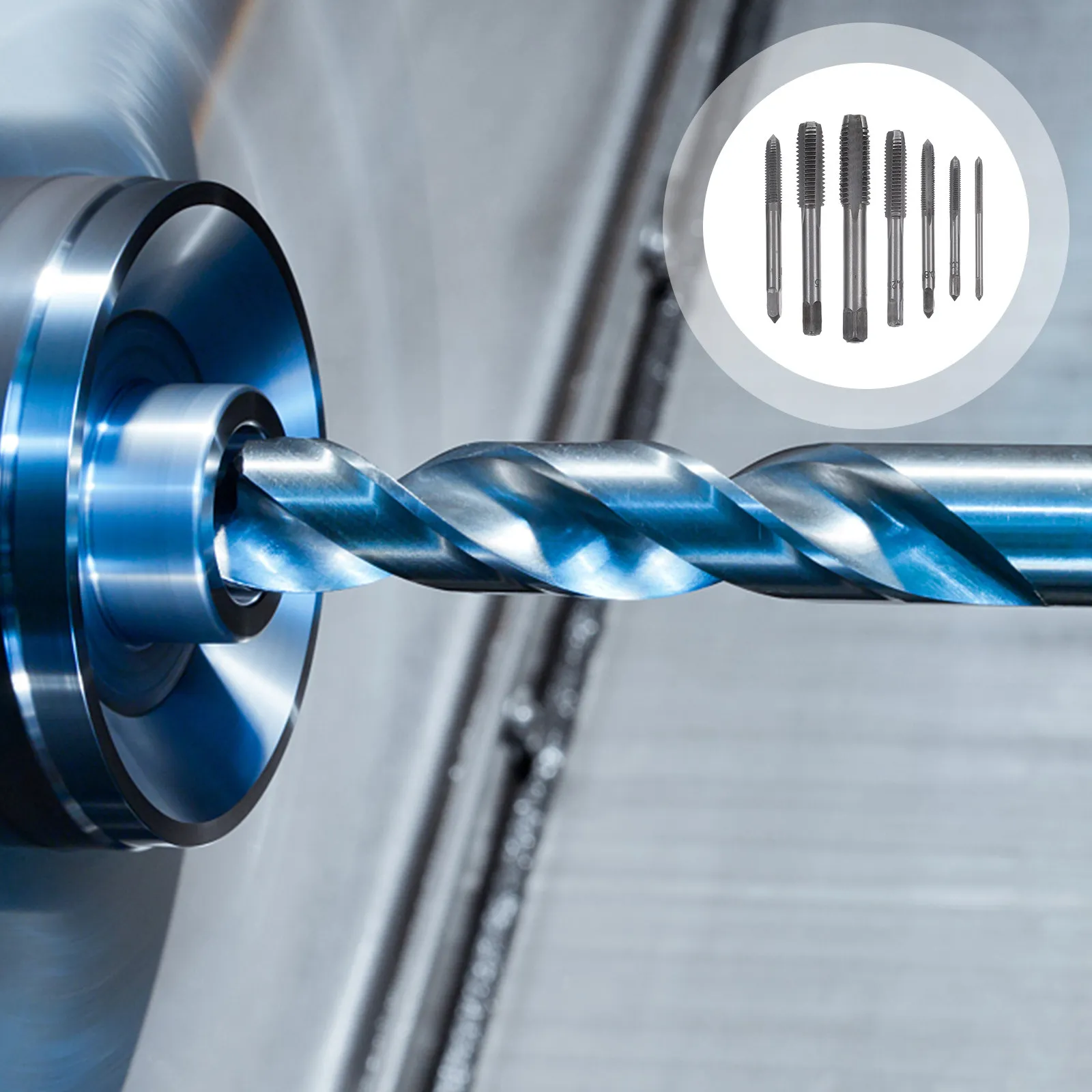 

7 Piece High Carbon Steel Metric Straight Flute Tap Set M5 M8 M10 High Speed Durable Threading for Repair Maintenance Machine