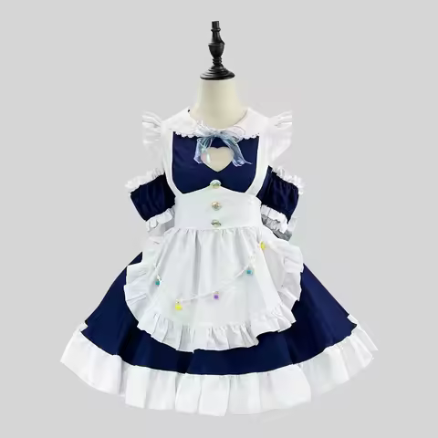 New Japanese Sweet Lolita Maid Anime Cat Girl Halloween Cosplay Costumes Women Plus Size Love Maid Waiter with Cute Pearl Chain