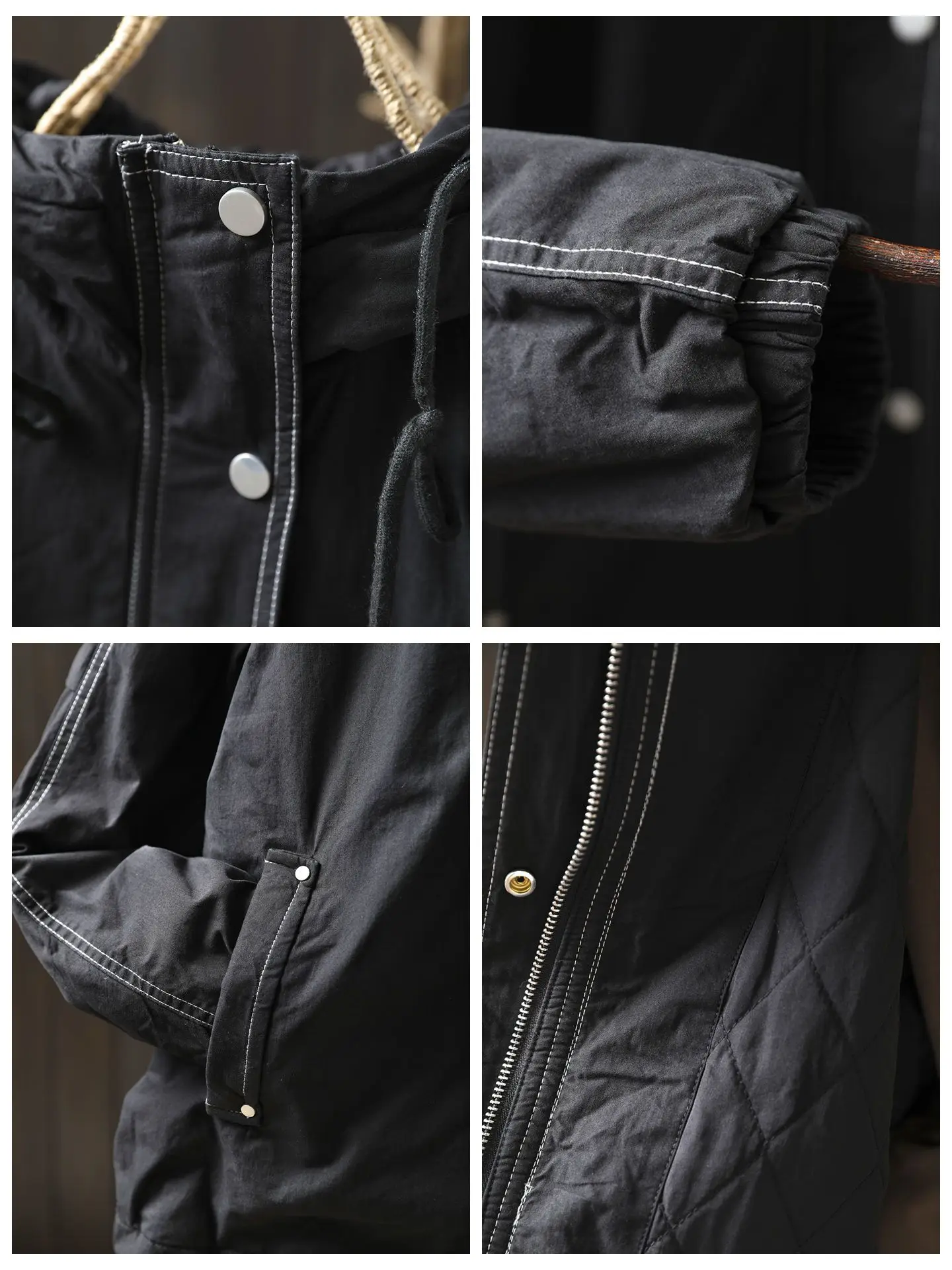 2026 European Autumn and Winter New Women's Cotton Jacket Loose Workwear Hooded Windbreaker Jacket