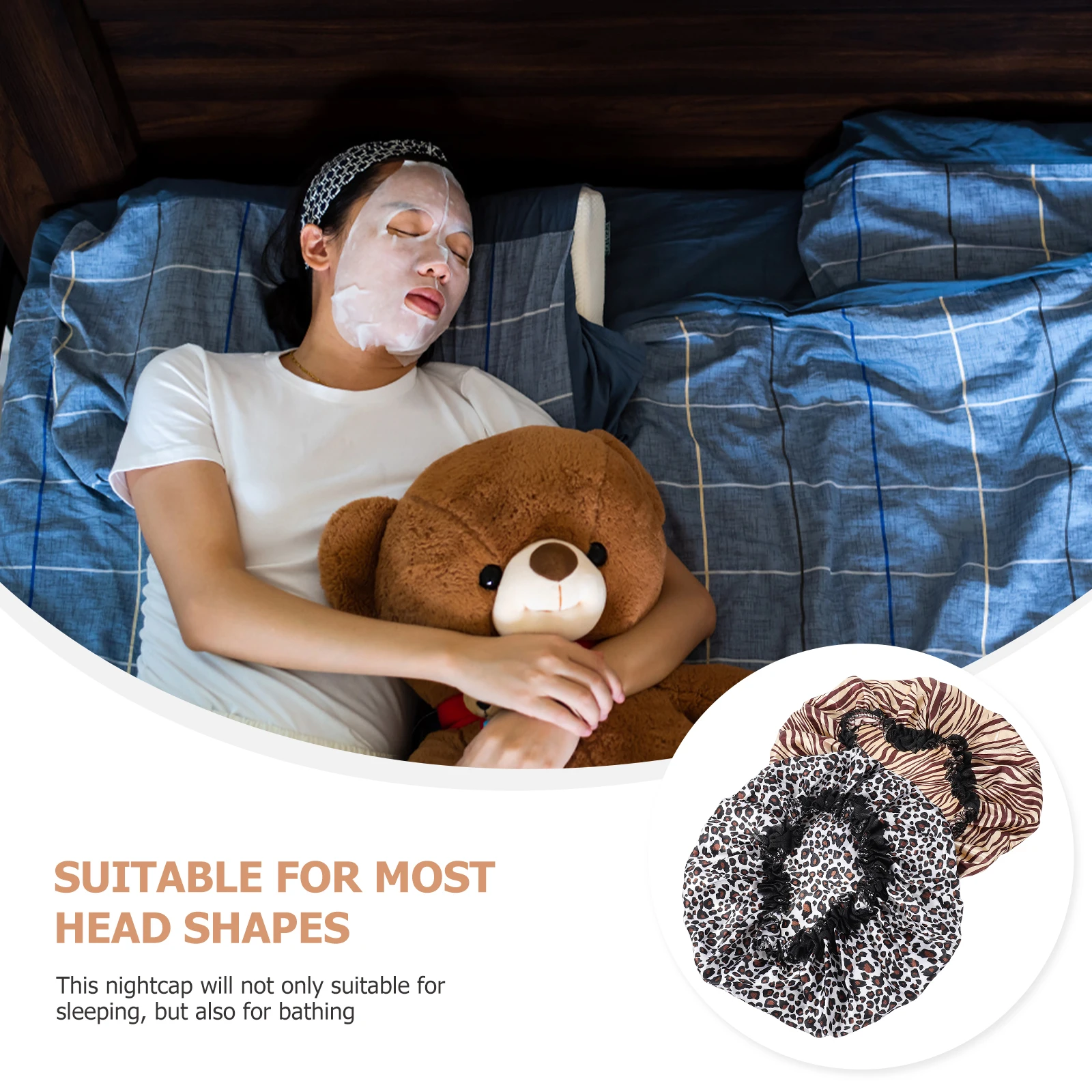 

Elastic Sleep Women Polyester Hair Care Shower Elastic Night Sleep Hat Cap Breathable Comfortable Long Life Gifts