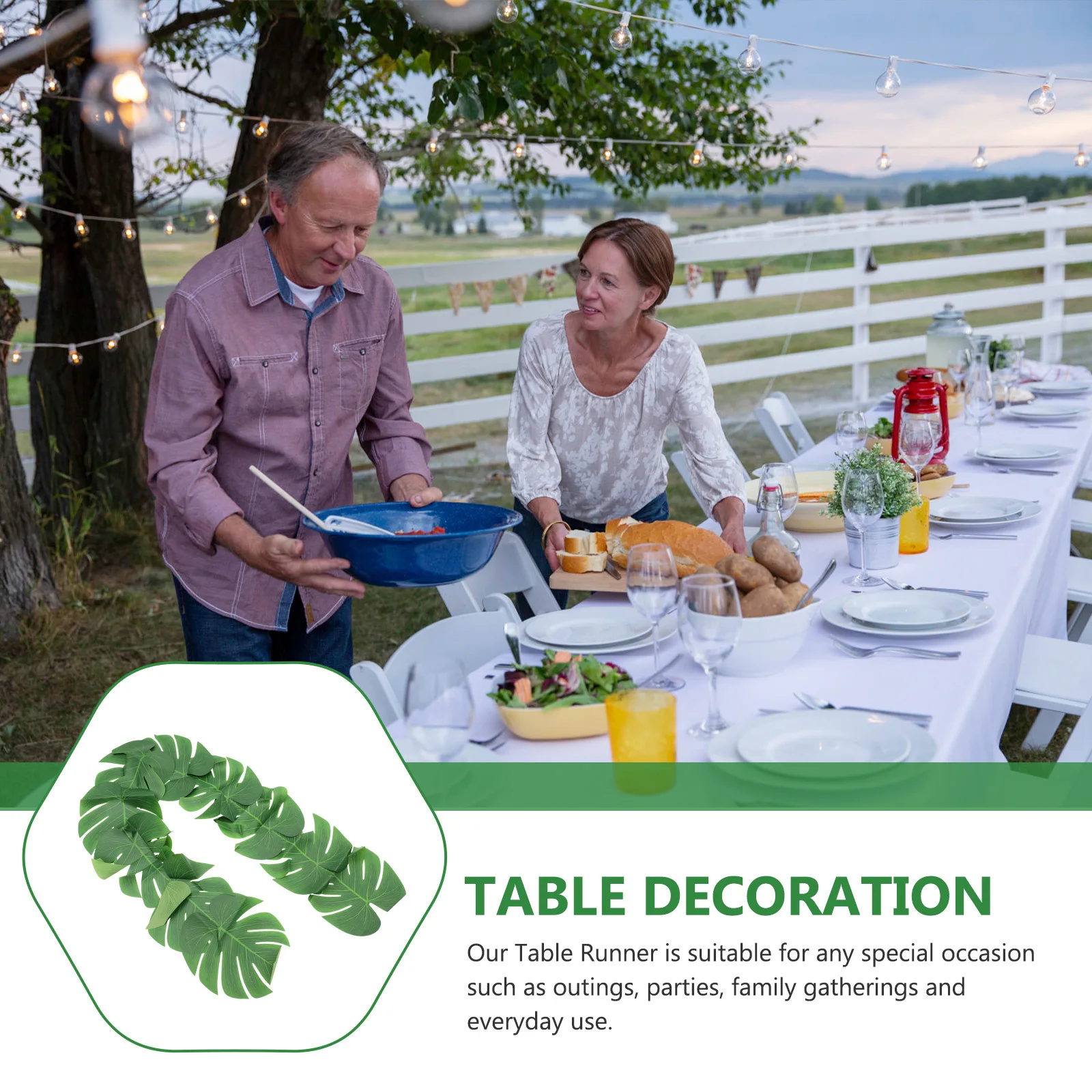 

Luau Party Decorative Table Runner Simulation Palm Leaf Design for Hawaii Party Dining Table Decor Banquet Picnic Use