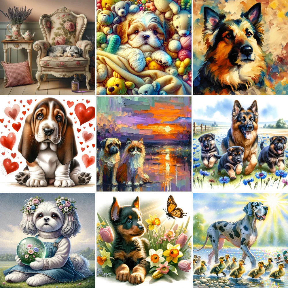 Animal Pet Dog DIY Painting By Numbers Kit Acrylic Paints 50*70 Painting On Canvas Wall Decoration Crafts For Adults Handicraft