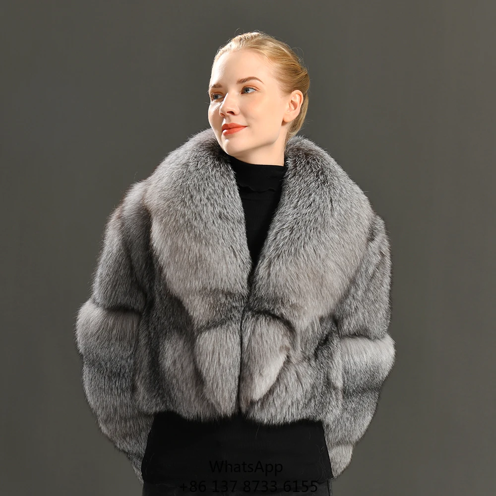 

Новая модная куртка из натурального меха лисы, роскошная, в полоску, с воротником-стойкой, укороченная, зимняя женская шуба из натурального меха лисы