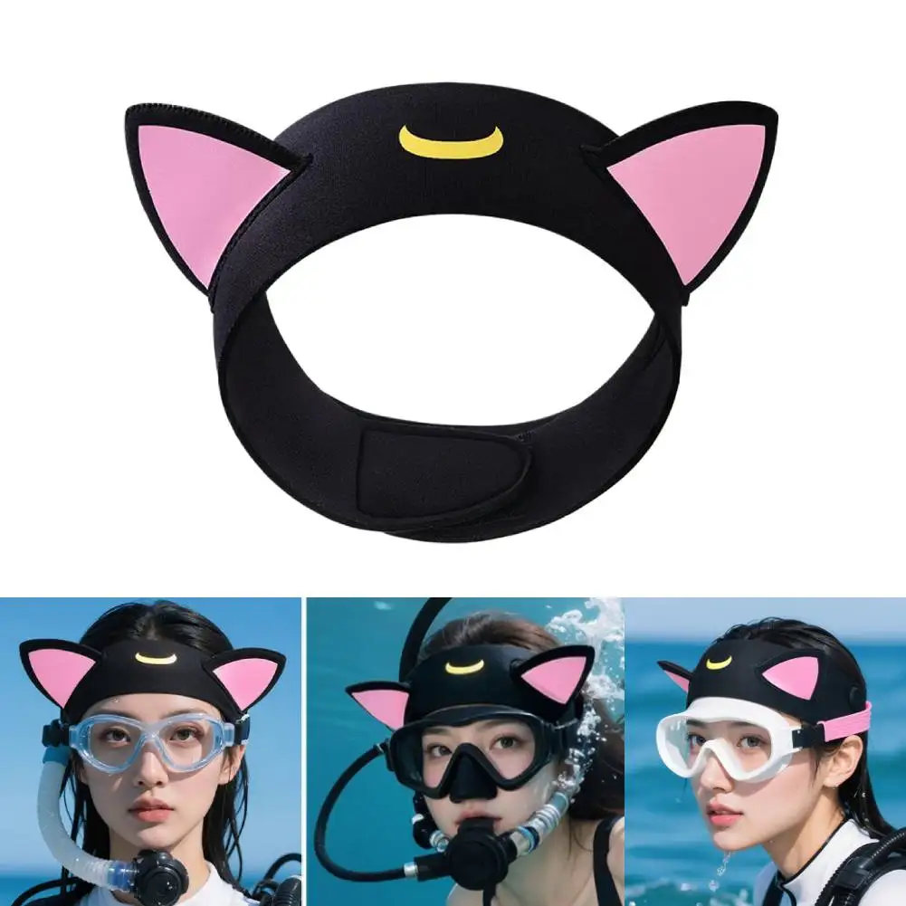 

Кошачьи уши 3 мм неопреновая повязка на голову для дайвинга Регулируемая повязка для волос для дайвинга Мультяшный капюшон для дайвинга Гидрокостюм с капюшоном для подводного плавания и серфинга