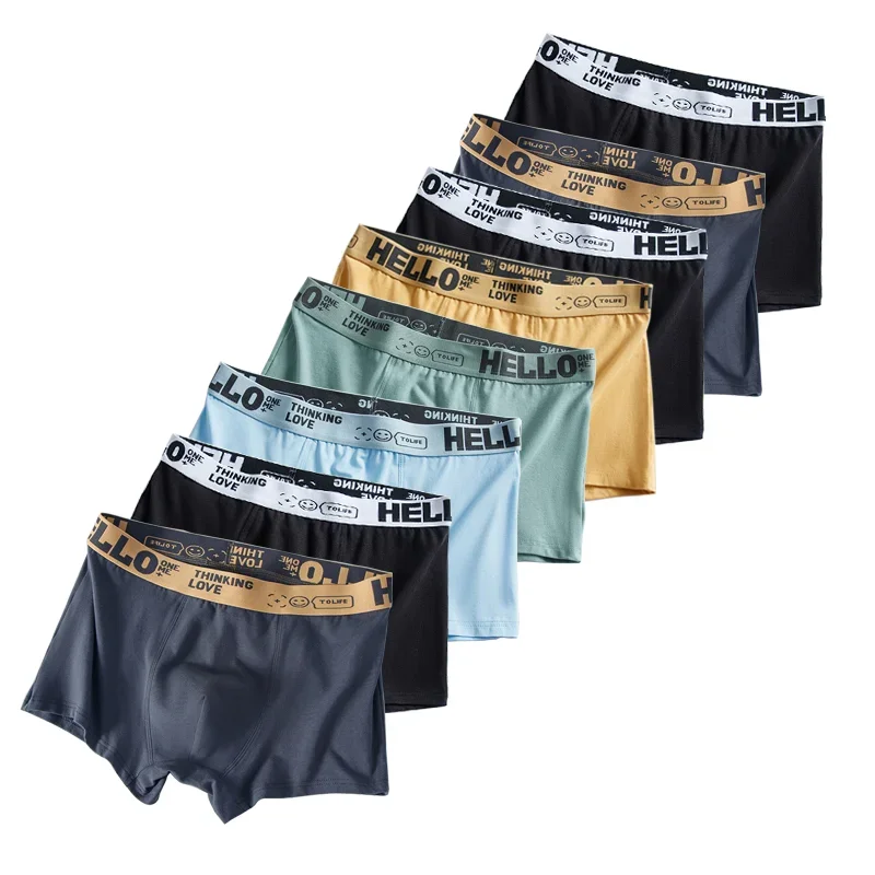 

8Pcs/lot Fashion Men Panties Boxershorts Man Underwear Breathable U Convex Boxers Male Large Size Underpants Cotton Panties Hot