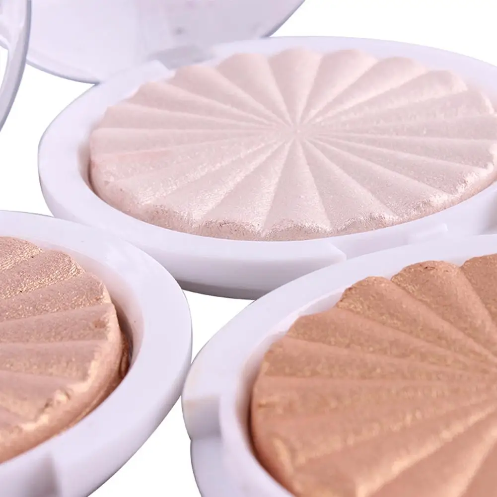 Multi Tone Metallic Glow Highlighter Long Lasting Shiny Powder Radial Pattern Portable Face Shimmer Bronzer Highlight Makeup