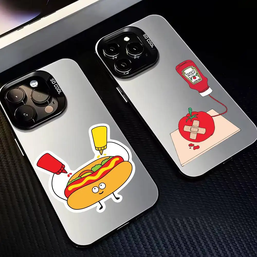 

T-Tomato K-Ketchup M-Mustard ART Phone Case For iPhone17,16,15,14,13,12,11 Plus,Pro Max Candy Silver Plated Inside Cover