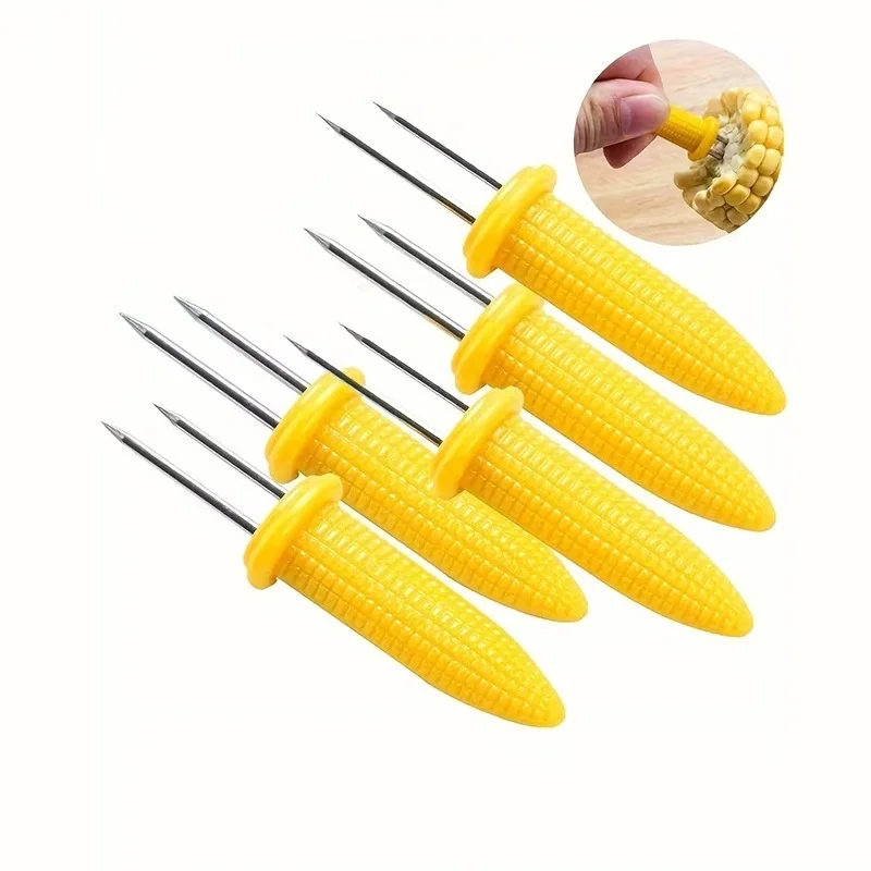 

1Pcs Fork Corn Skewer Stainless Steel Corn Holders Corn on The Cob Skewers Fruit Forks Outdoor Camping Cooking Barbecue Tool