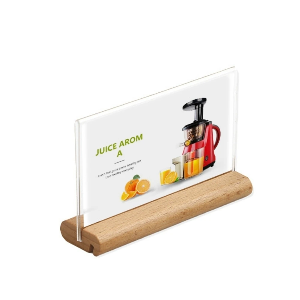 A6 Wood Base Sign Holder L-shaped Display Stand Picture Frame