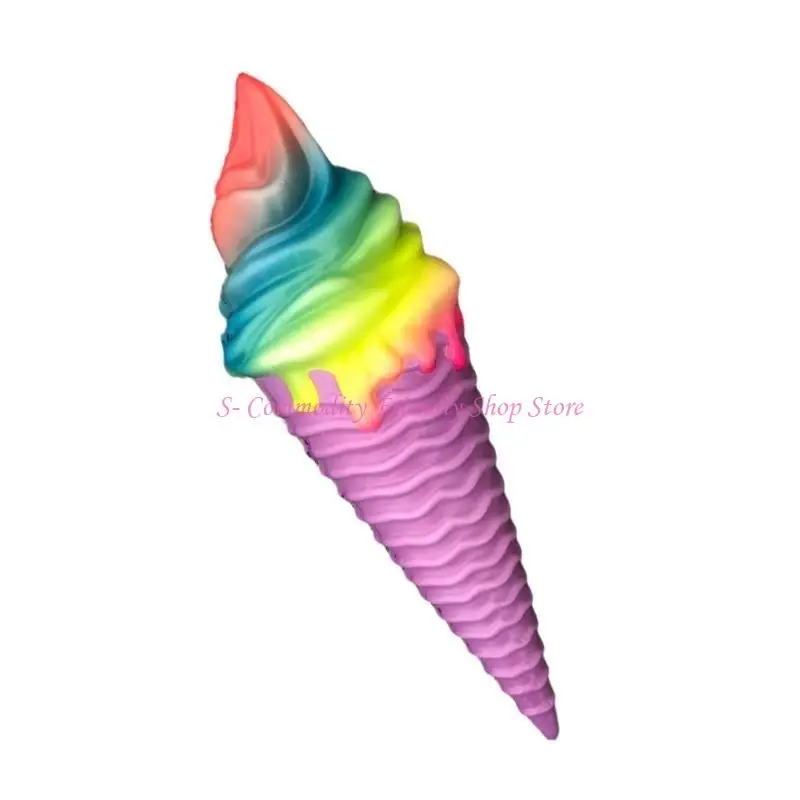 85AE ที่มีสีสัน Ice Cream CONE Squeeze ของเล่นเด็กผู้ใหญ่นุ่มมือผ่อนคลาย Squeezable ของเล่นสำหรับนักเรียนเด็กนักเรียนผ่อนคลาย