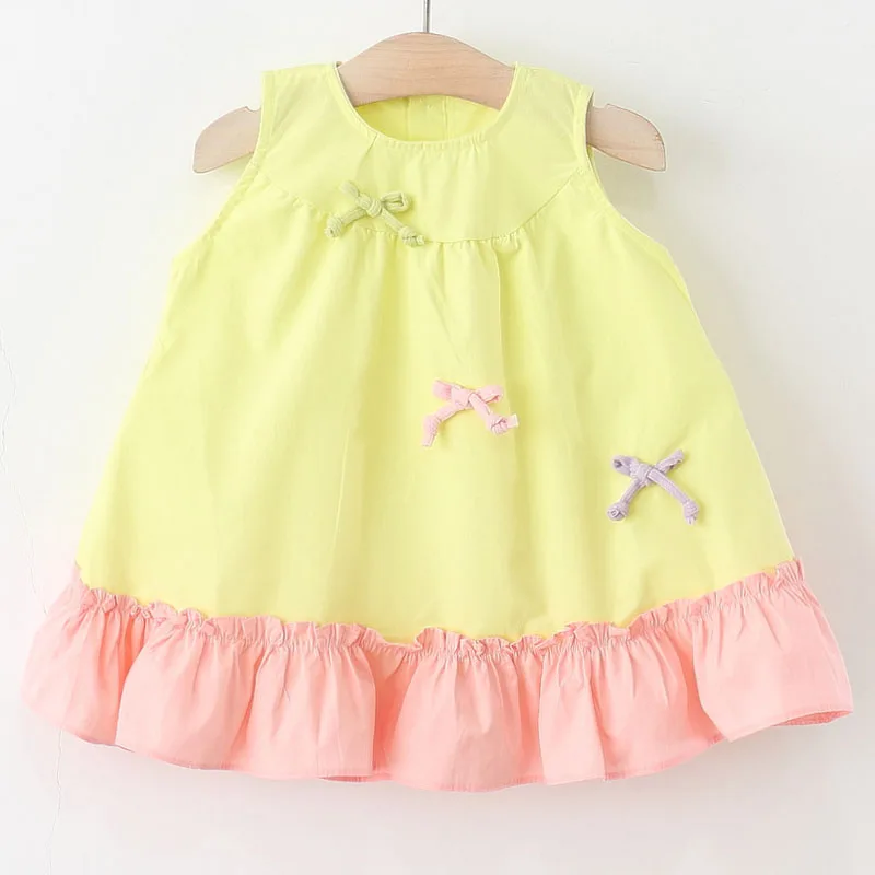 

Summer Girls Dresses 4 To 5 Years Korean Fashion Cute Bow Sleeveless Cotton Little Princess Dress Boutique Kids Clothing B032