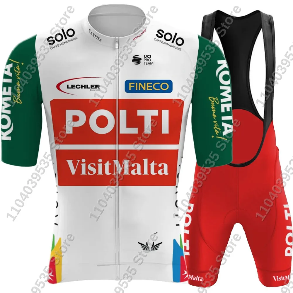 Polti Kometa 2025 Team Cycling Jersey Set Summer Cycling Clothing Men Road Bike Shirt Suit Bicycle Bib Shorts MTB Uniform