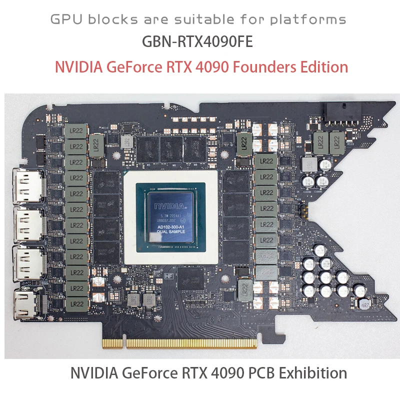 Granzon GBN-RTX4090FE GPU Block Use for NVIDIA RTX 4090 Founders Edition Water Cooling Graphics / Video Card / Copper Radiator
